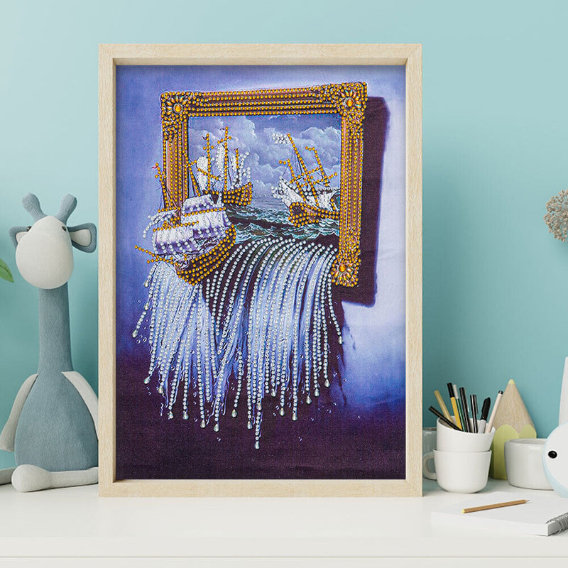 5D Diamond Painting Boat Partial Special Shape Drill DIY Crafts Mosaic Pictur