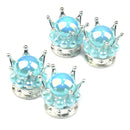 4pcs Universal Crown Car Tyre Valve Caps Dustproof Valve Cover Cap (Blue)