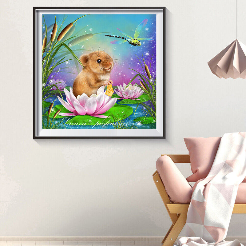 5D DIY Diamond Painting Mouse Dragonfly Full Round Drill Embroidery Craft Newly