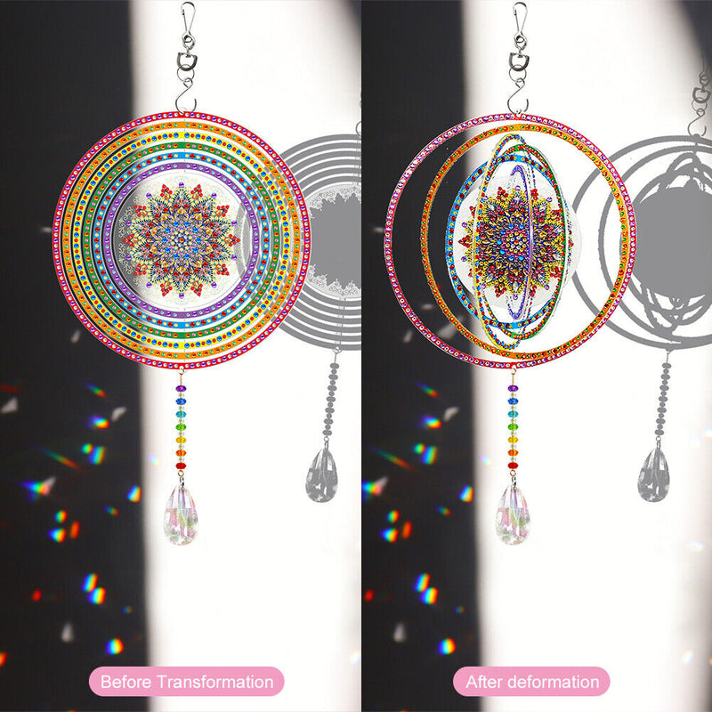 DIY Diamond Painting Double-sided Hanging Rotatable Wind Chime (GSP201) Newly