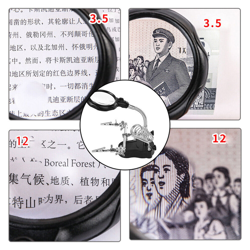 Welding Magnifying Clip Loupe Glass Light Solder Stand Holder Station Magni