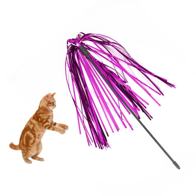 5pcs Funny Ring Paper Cat Stick Teaser Wand Playing Rod Cats Toys with Bell