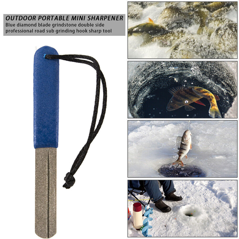 Double Groove Fishing Hook Sharpener Diamond Fishhook Grindstone Fish Tackl