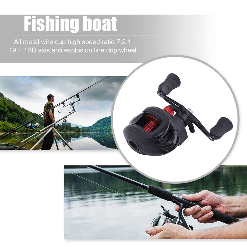 Baitcasting Reel 19+1BB 7.2/1 High Speed Gear Ratio 8kg Max Drag Saltwater Wh