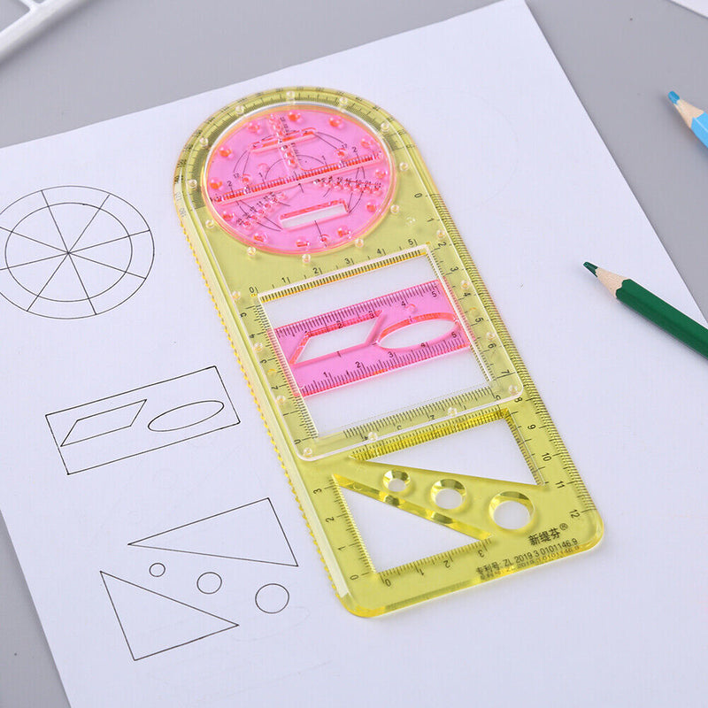 Multifunctional Geometric Drawing Ruler Students Circle Drafting Measuring Tools