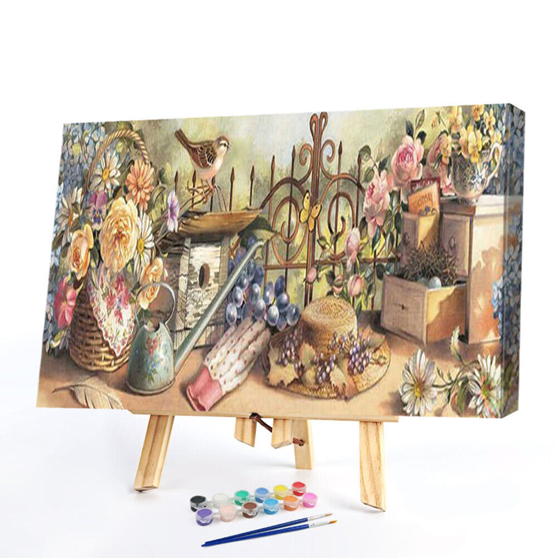 Flower Basketball Oil Paint By Numbers Kits Canvas DIY Picture Hand Painted Wall Art