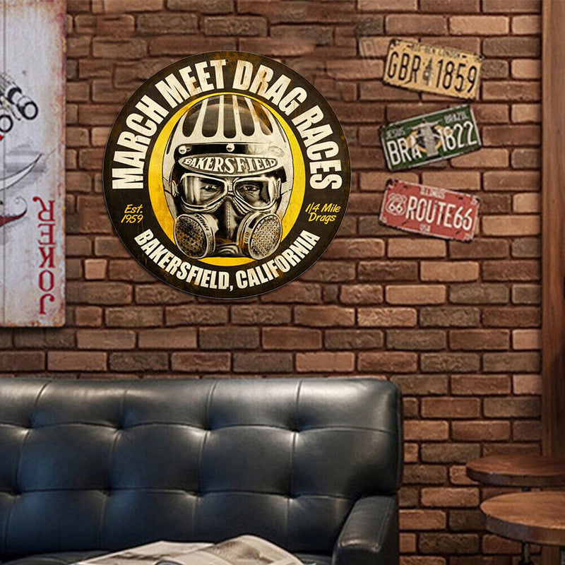 March Races Round Retro Metal Plate Tin Sign Plate Iron Painting Accessories