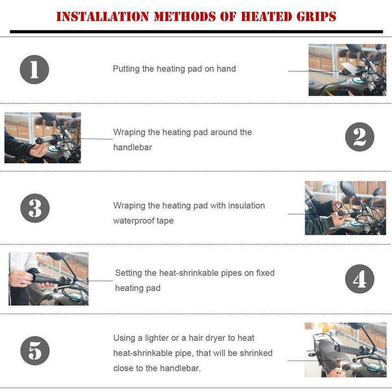 12V Electric Motorcycle Handles Heaters Heated Hand Grips Handlebars Warmers