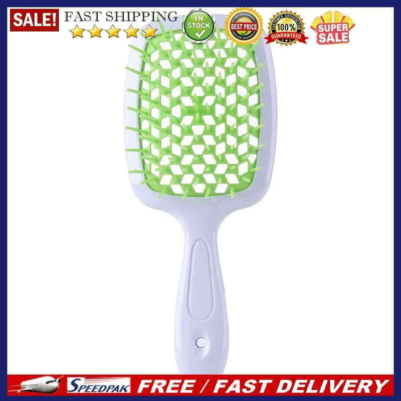3pcWide Teeth Air Cushion Comb Scalp Massage Salon Hair Brush (White Green)