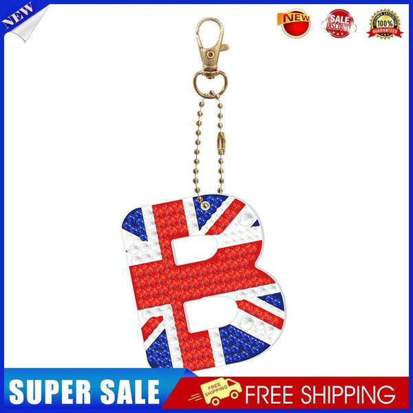 Letter Crystal Diamond Painting Acrylic Keychain DIY Key Ring Pendant (B)