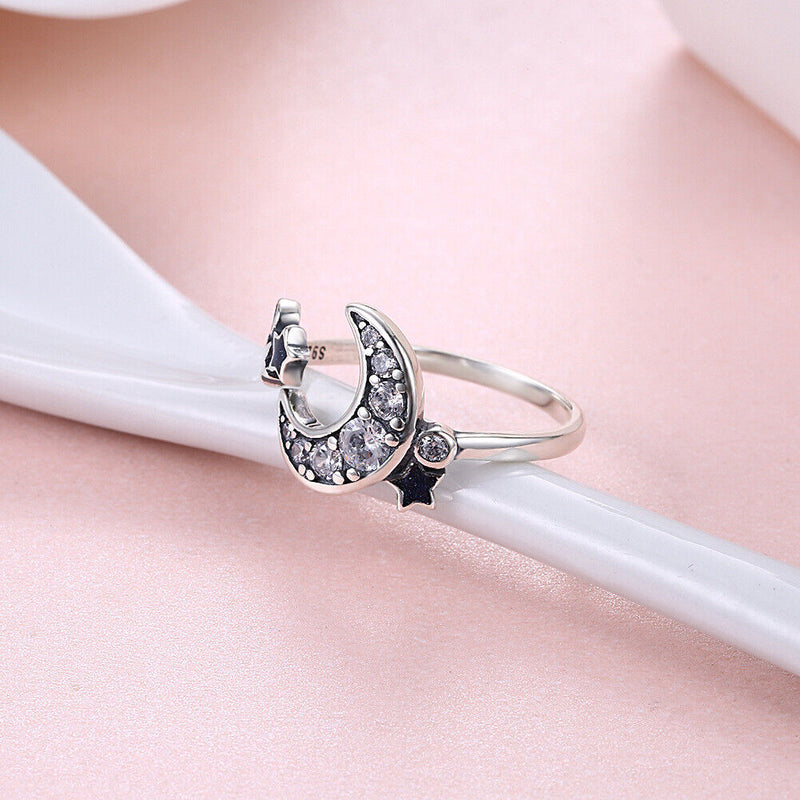 Exquisite Wedding Fasion Jewellery Woman Ring Adjustable Blue Star Moon Copper
