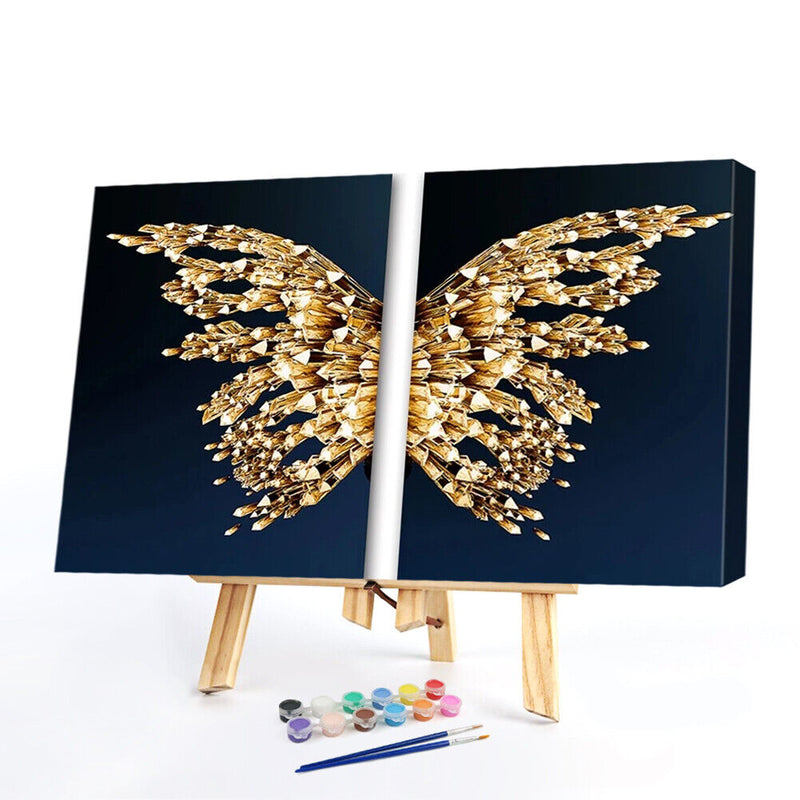 Handpainted DIY Golden Butterfly Oil Paint by Numbers Kit Pictures Craft Gi