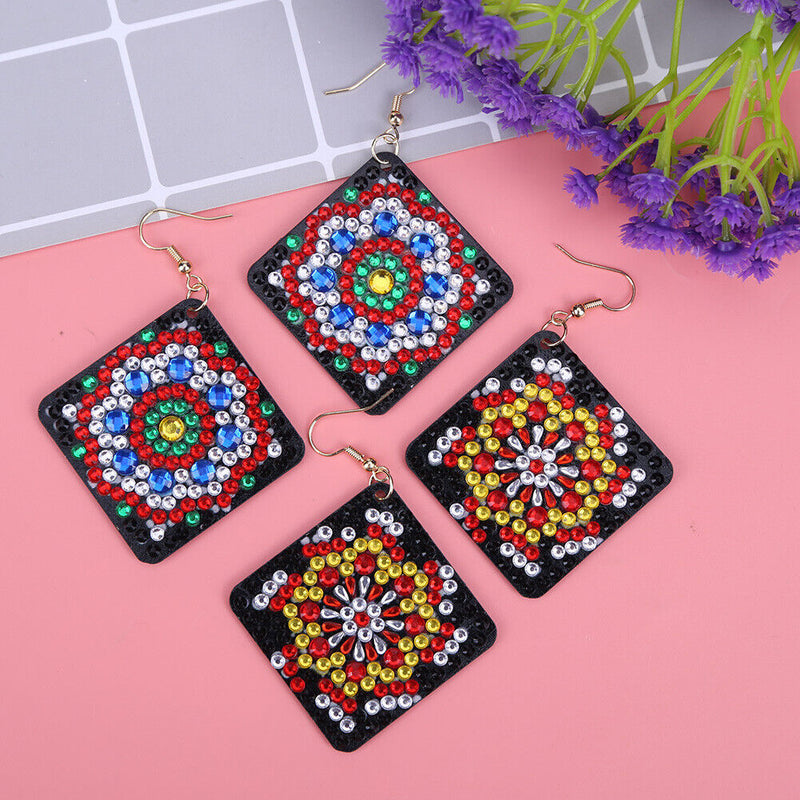 5D DIY Diamond Painting Earrings Double-sided Square Drop Earrings (RZ014)