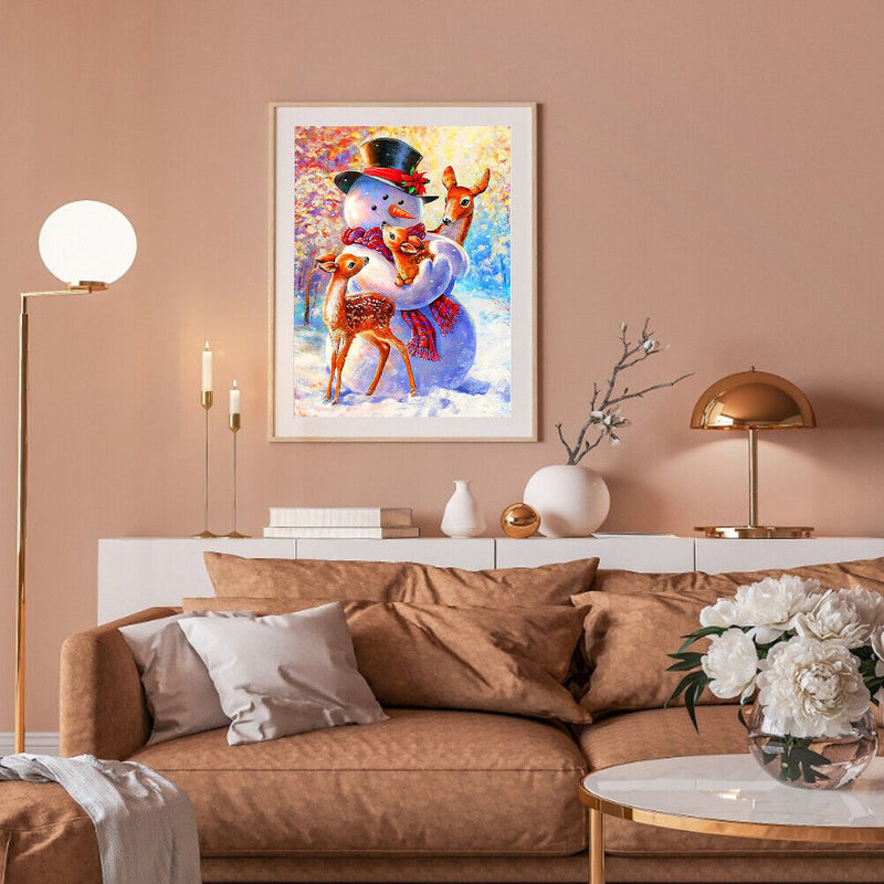 Diamond Painting Snowman Deer Full Round Drill Picture of Rhinestone DIY Drawing