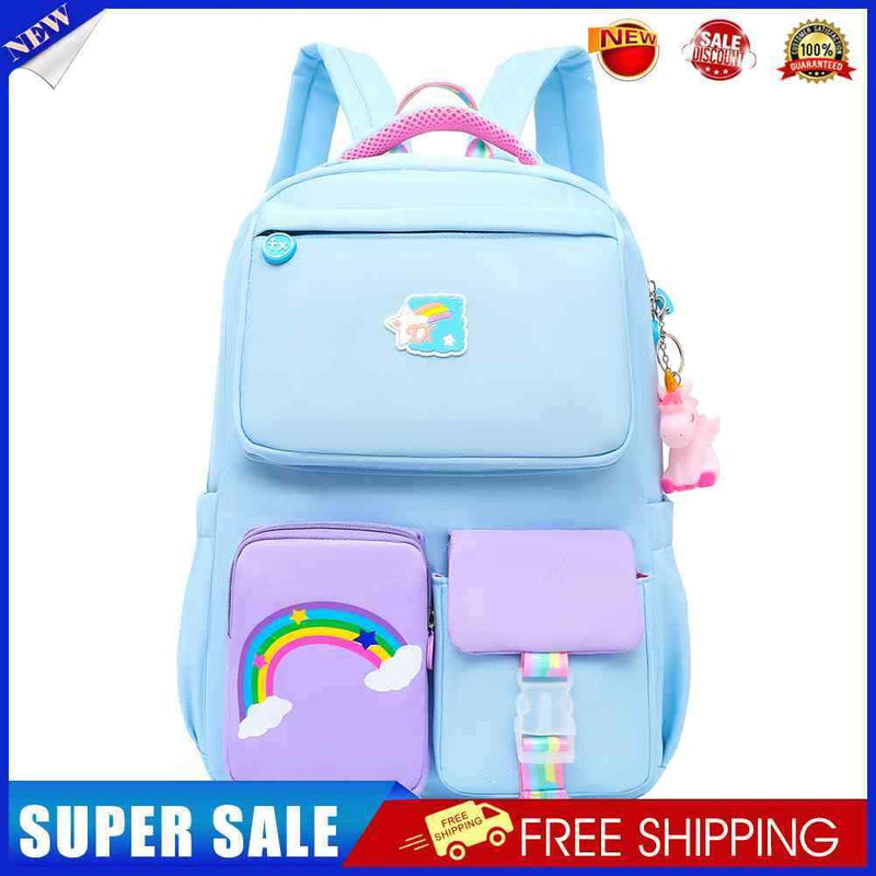 #A Rainbow Shoulder Strap Large Capacity Schoolbag College Teenage Girl Children
