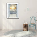 DIY Diamond Painting Kits Balcony Sea Full Round Drill Wall Home Decoration