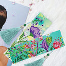 2pcs Diamond Painting Exquisite Flower Leather Tassel Bookmarks Embroidery