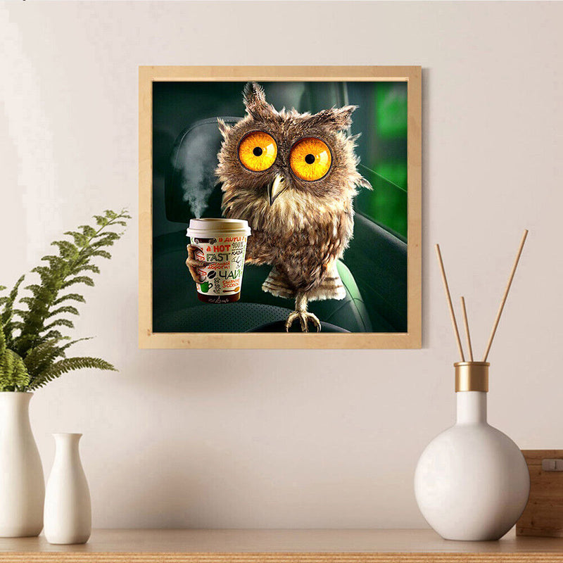 Full Round Drill Mosaic Craft DIY Funny Owl Diamond Painting Rhinestone Poster