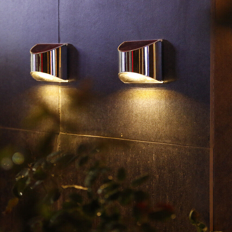 2pcs Warm White 4 LED Solar Lights Waterproof  Wall Stair Lamp for Security