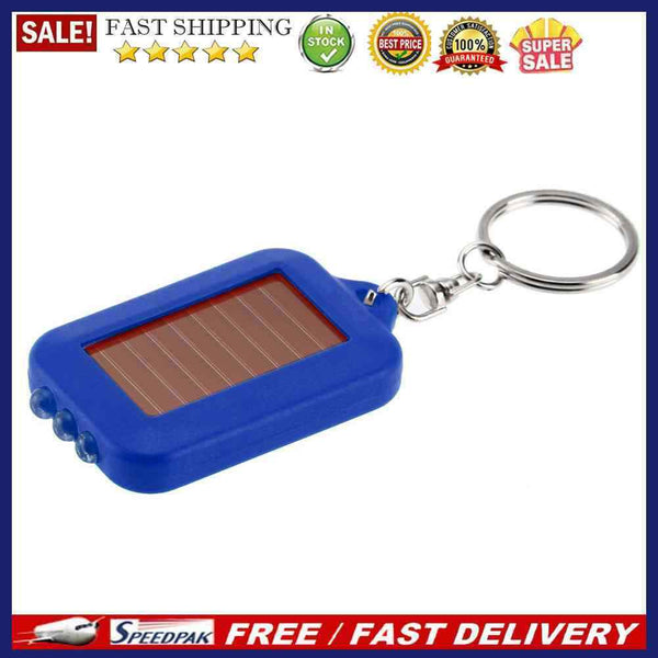 Portable Solar 3 LED Light Keychain Key Ring Outdoor Emergency Torch Flashl