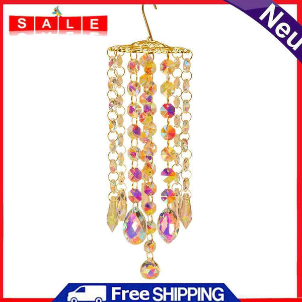 Crystal Colorful Wind Chimes Pendant Garden Hanging Drop Candlestick Decoration