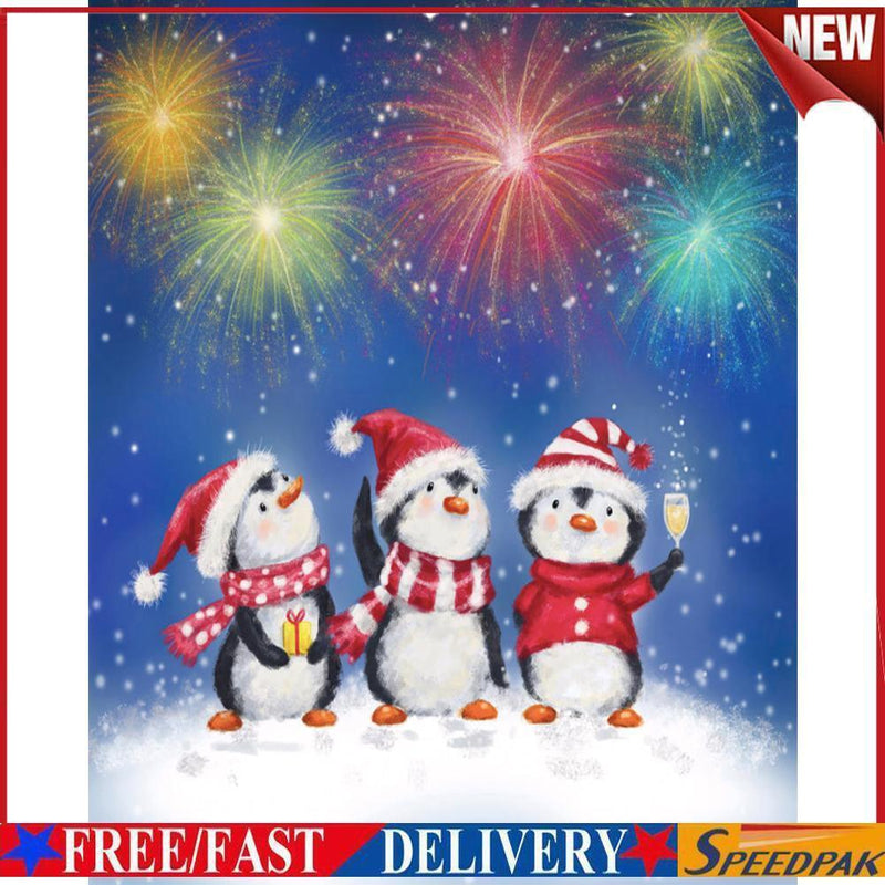 Christmas Penguin Oil Paint By Numbers Kits Canvas Drawing DIY Art (29479)