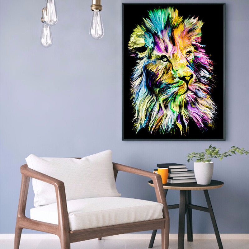 Colorful Tiger 5D DIY Full Round Diamond Painting Animal Rhinestones Crafts