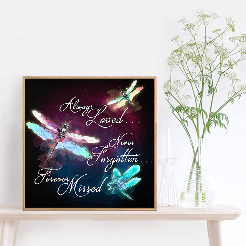 Dragonfly Full Round Drill Mosaic DIY Wall Art Picture of Rhinestone Decoration