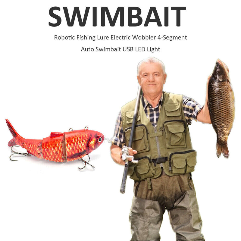 Robotic Fishing Lure Electric Wobbler 4-Segment Auto Swimbait USB (BL-2044)