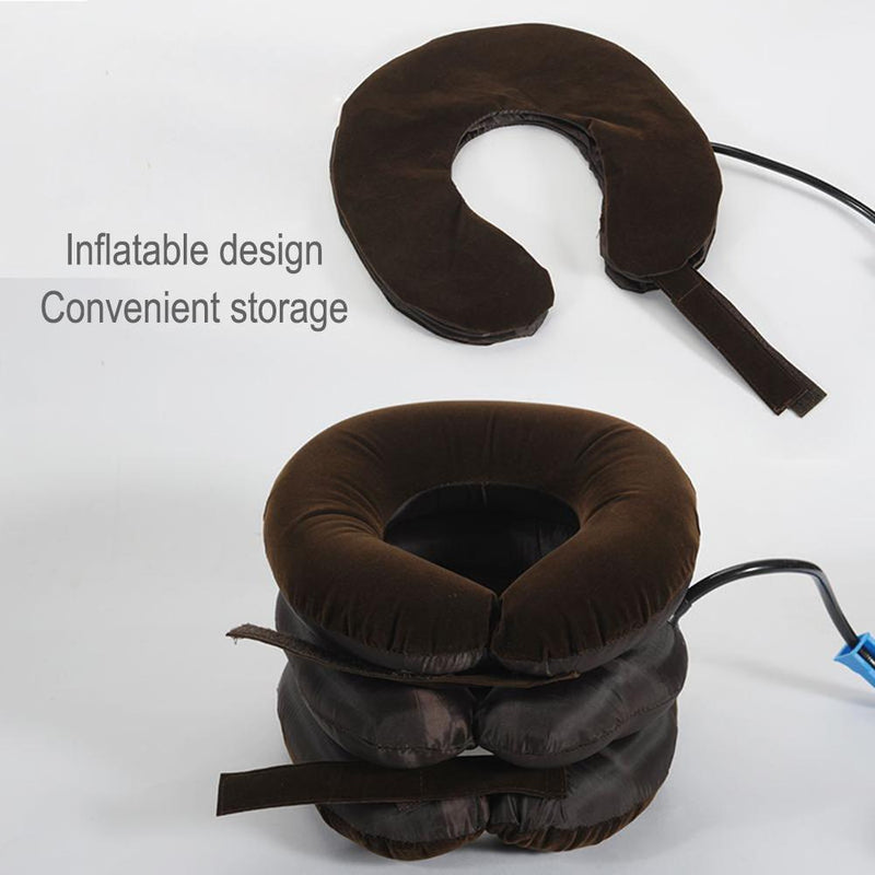 Three-layer Cervical Device Inflatable Health Care Massager Tool (Brown) Newly