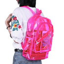 Women/Men PVC Clear Waterproof Backpacks Teen Hologram Schoolbags/Pink