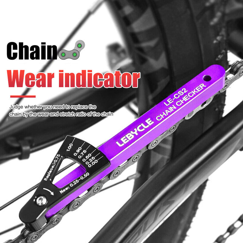 Lebycle MTB Road Bike Chain Wear Indicator Tools Chains Gauge (Purple)