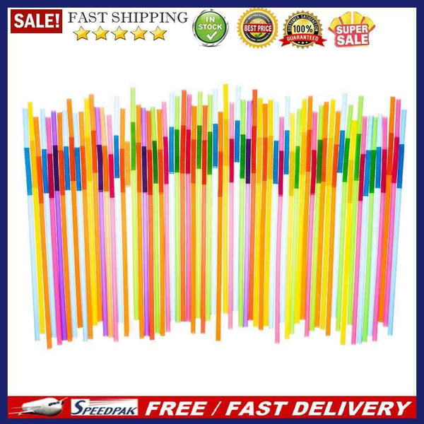 100pcs Disposable Safe Plastic Color Straw with Extendable Elbow Design
