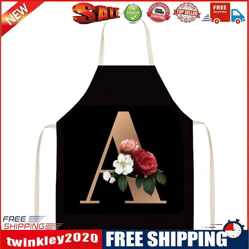 Letter A Print Kitchen Linen Apron Waterproof Home Cooking Bibs (82x68cm)