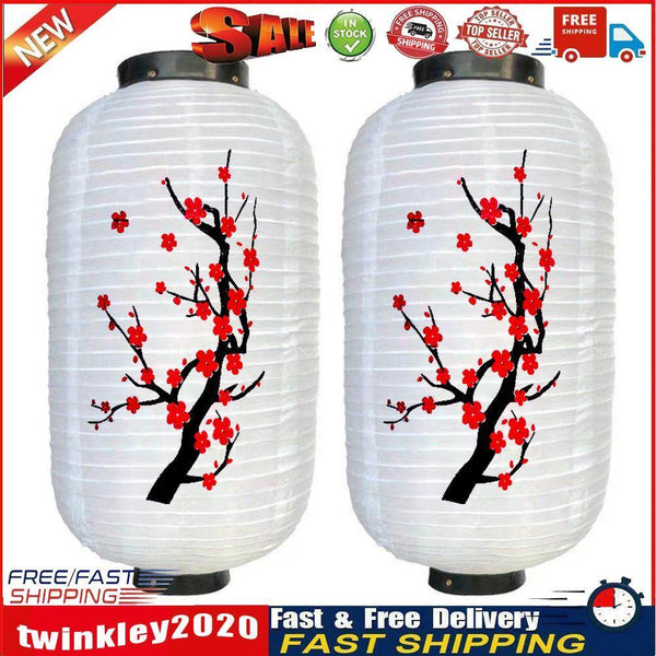Plum Long Lampion Blossom Sushi Restaurant Hanging Lantern Lamp (White) Newly
