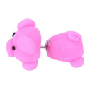 Women European Animal Polymer Clay Ear Studs Earrings (Rose Red Pig) Newly