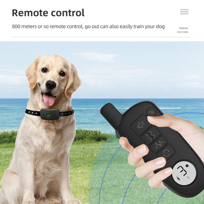 Electric Dog Training Collar Remote Shock Vibration Sound Stop Bark (Black)