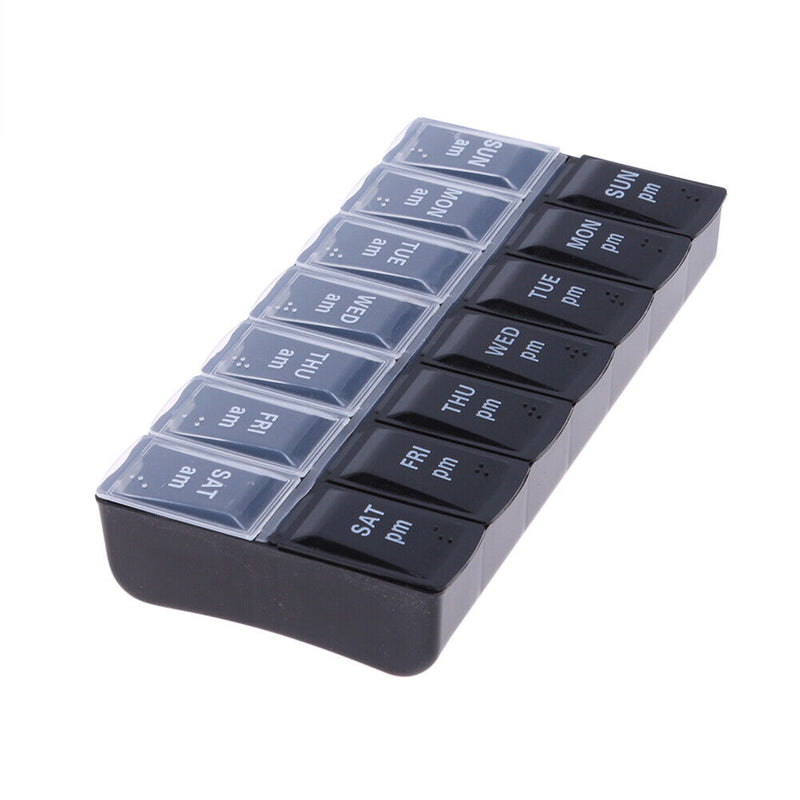 Braille Medicine Organizer Large Capacity 14 Dividers Vitamin Holder Twice Daily