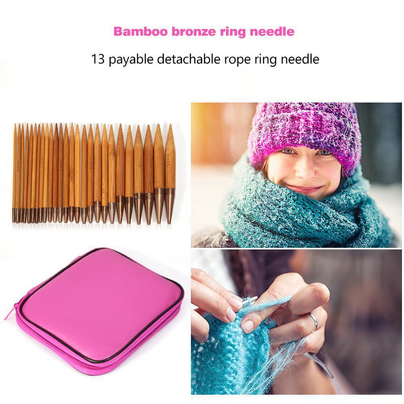 13 Sizes Changeable Aluminium Circular Kntting Needle Ring Set Crochet Yarn