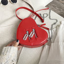 Female Messenger Chain Bag Solid PU Shoulder Handbag Portable Zipper Street Tote