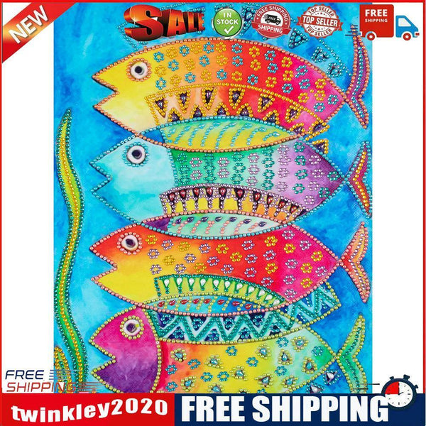 Partial Special Diamond Painting DIY Kit 4 Undersea Fish Rhinestone Picture