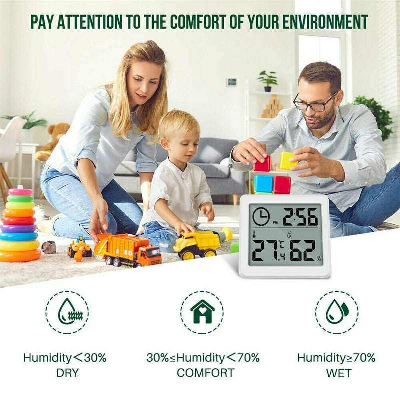 Durable Indoor Electronic Clock Digital Thermometer Hygrometer Humidity Meter