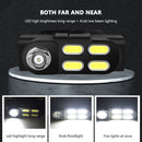 USB Rechargeable COB LED Headlamp Waterproof 4 Gear Induction Warning Head