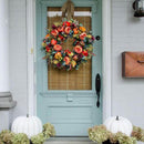 Decor Fall Peony and Pumpkin Wreath Artificial  Doors Wreath Thanksgiving_