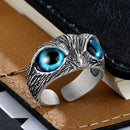 Retro Blue Eye Owl Shape Ring Alloy Open Finger Rings Men Women Punk Jewelry