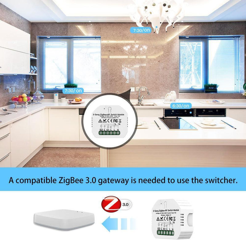 Smart Remote WiFi Switch Relay Module ZigBee 2 Gang Zigbee RF Switch Module