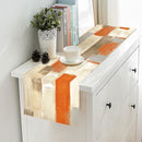 Gray Brown Table Runner Burlap Linen Table Dresser Runner Abstract Paint Art