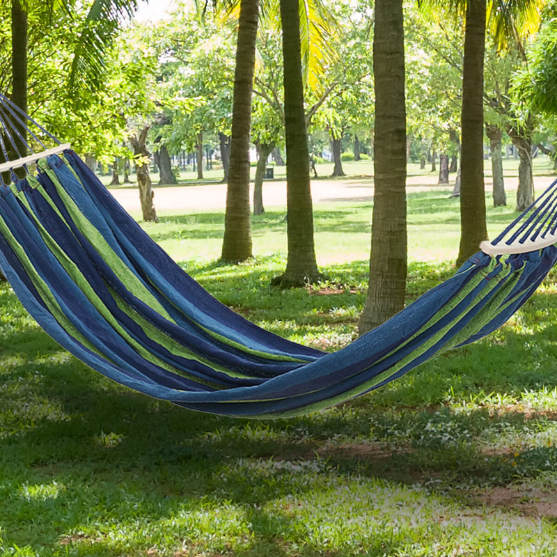 Double Hammock, Canvas Traveling Two Person Hanging Camping Swing Bed Hammock