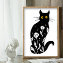 DIY Cotton Thread Black Cat Printed Partial Cross Stitch Handmade Artwork Carft