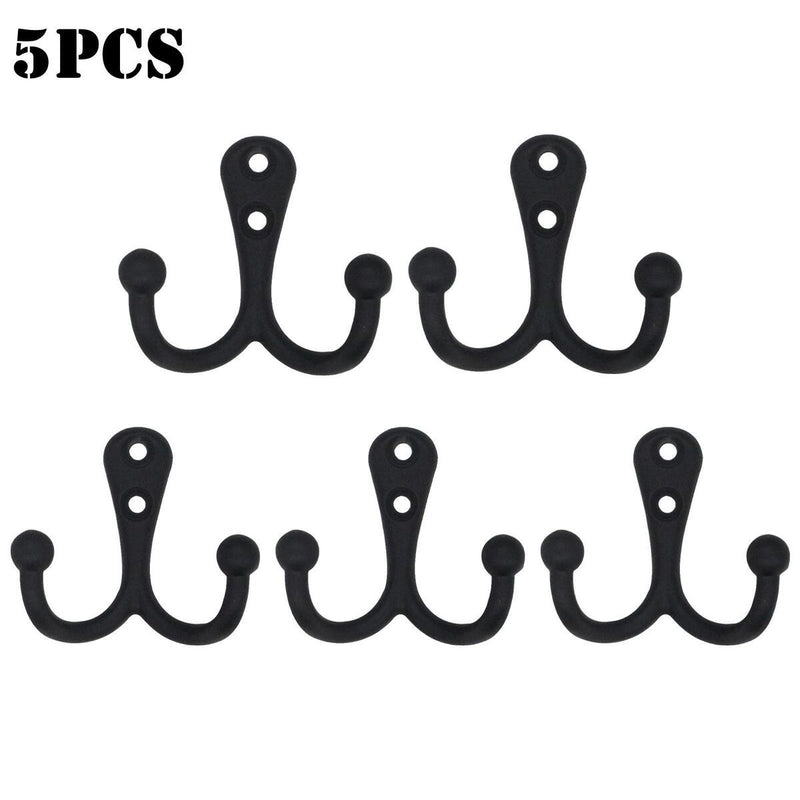 5x Double Robe Hook Heavy Duty Coat Hooks Wall Mounted for Hat hardware/